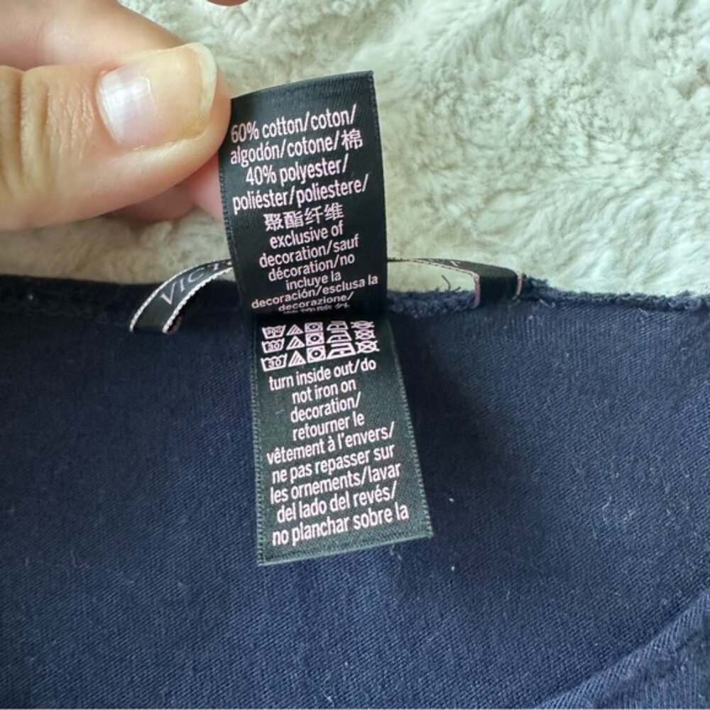 Victoria's Secret | Navy Blue "Crush" Short Sleeve Ruffle Pj Top | Size Medium - Picture 10 of 13